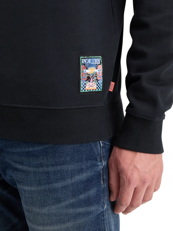 Men FRONT BACK ARTWORK SWEATSHIRT Black Scotch and Soda Sweatshirts and Hoodies