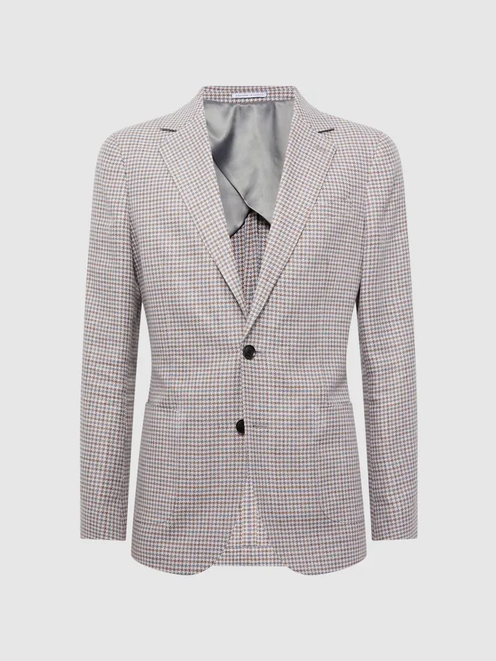 Men Huntington Single Breasted CottonLinen Blazer Stone Reiss Suits and Tailoring