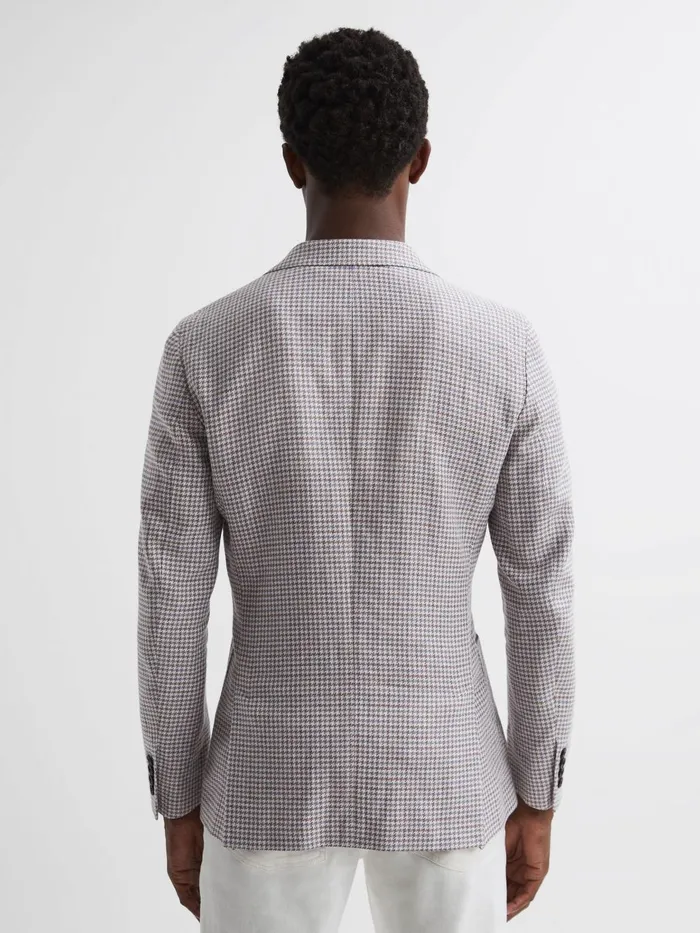 Men Huntington Single Breasted CottonLinen Blazer Stone Reiss Suits and Tailoring