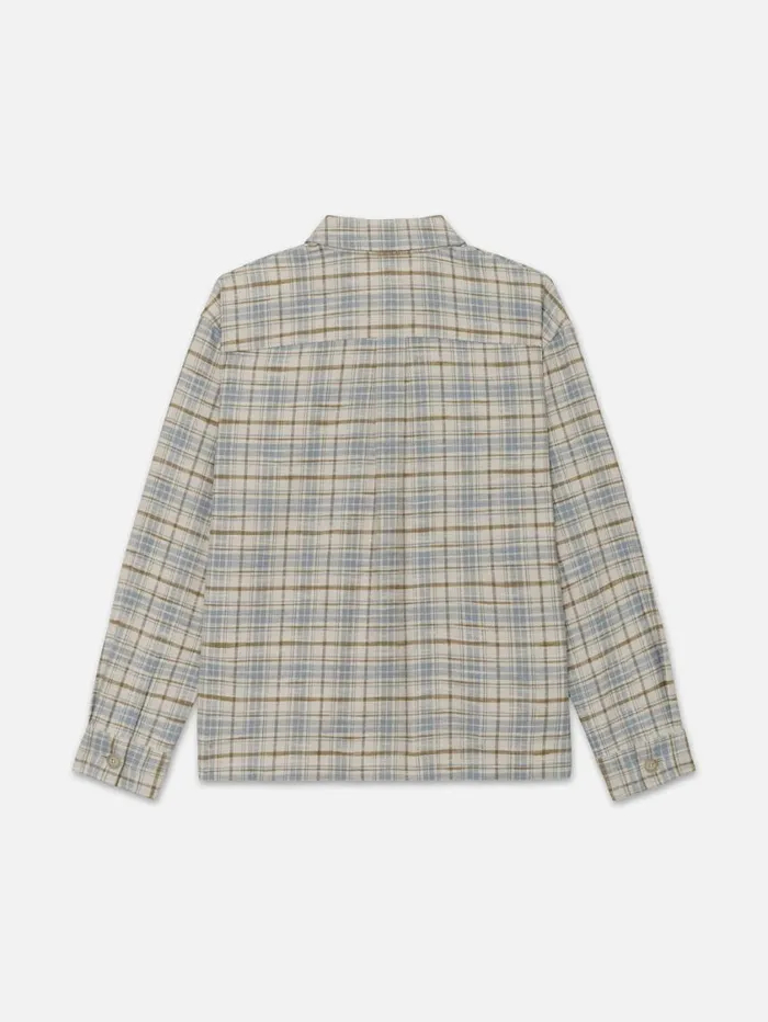 Men Jackets and Coats FRAME Relaxed Plaid Shirt Jacket 8212 Light Blue Plaid