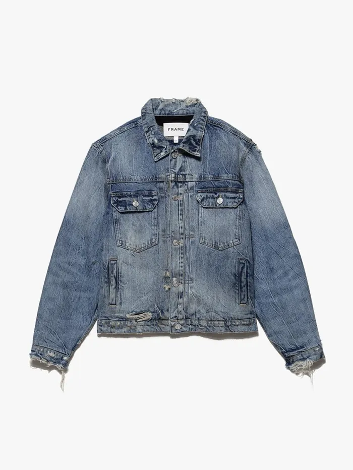 Men Jackets and Shirts FRAME Vintage Lined Jacket 8212 Mar Azul Destruct