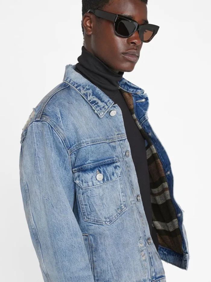 Men Jackets and Shirts FRAME Vintage Lined Jacket 8212 Mar Azul Destruct