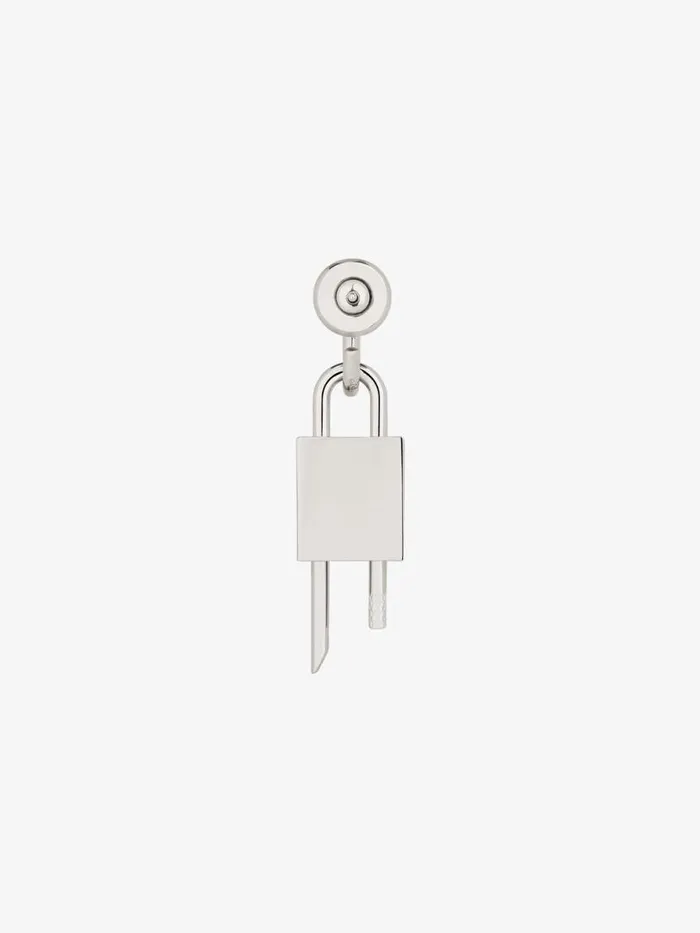 Men Jewelry Givenchy Lock Earring In Metal With Crystals Silvery