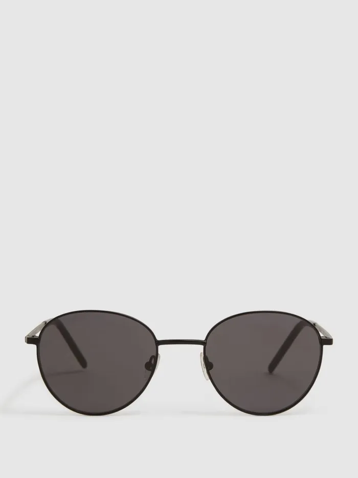 Men Jordan Paige Round Metal Frame Sunglasses Black Reiss Sunglasses