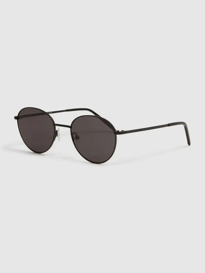 Men Jordan Paige Round Metal Frame Sunglasses Black Reiss Sunglasses