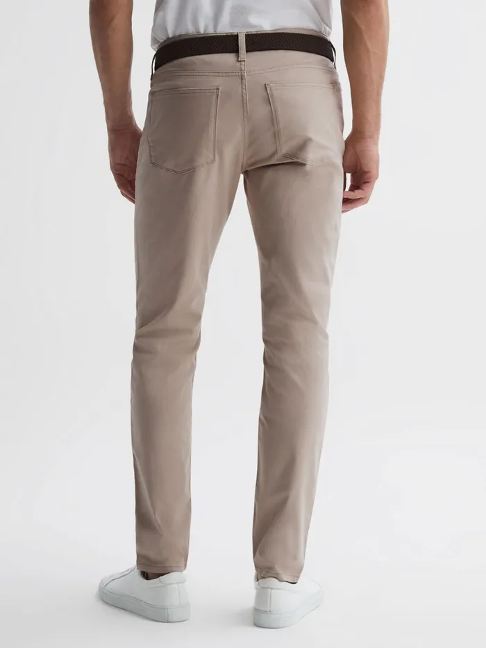 Men Kalkan Slim Fit Five Pocket Trousers Navy Reiss Trousers