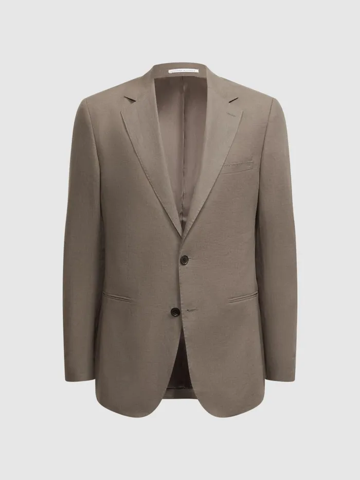 Men Kin Slim Fit Single Breasted Linen Blazer Airforce Blue Reiss Blazers