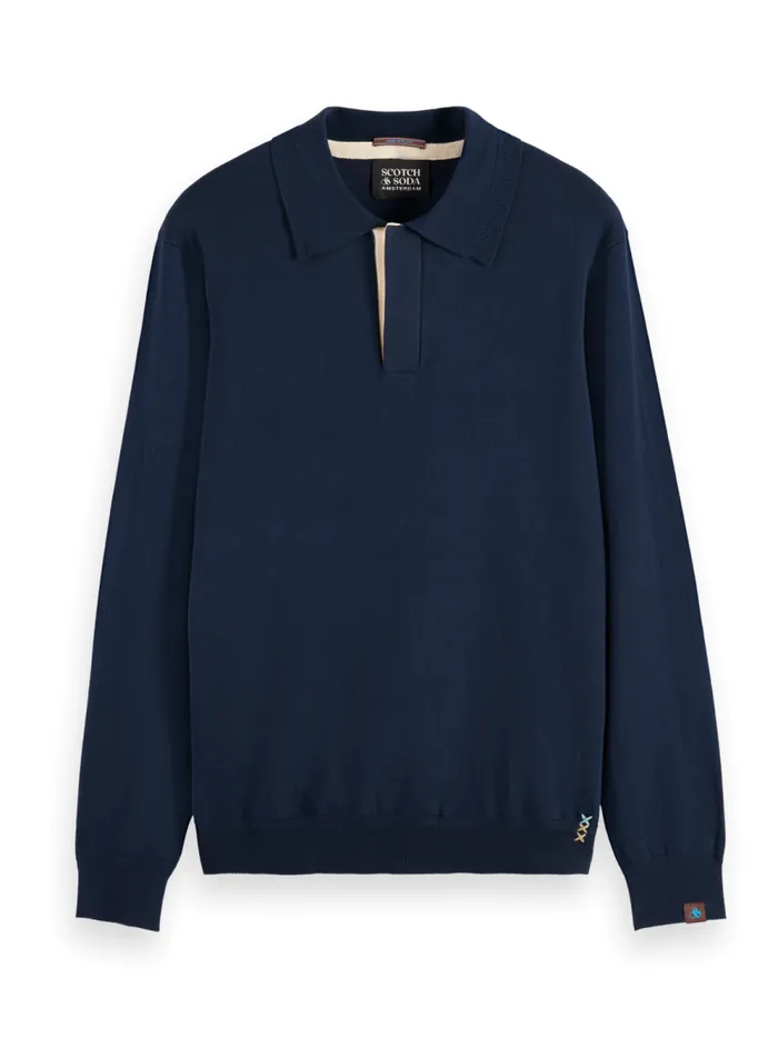 Men KNITTED POLO LONG SLEEVE Night Scotch and Soda TShirts and Polo Shirts