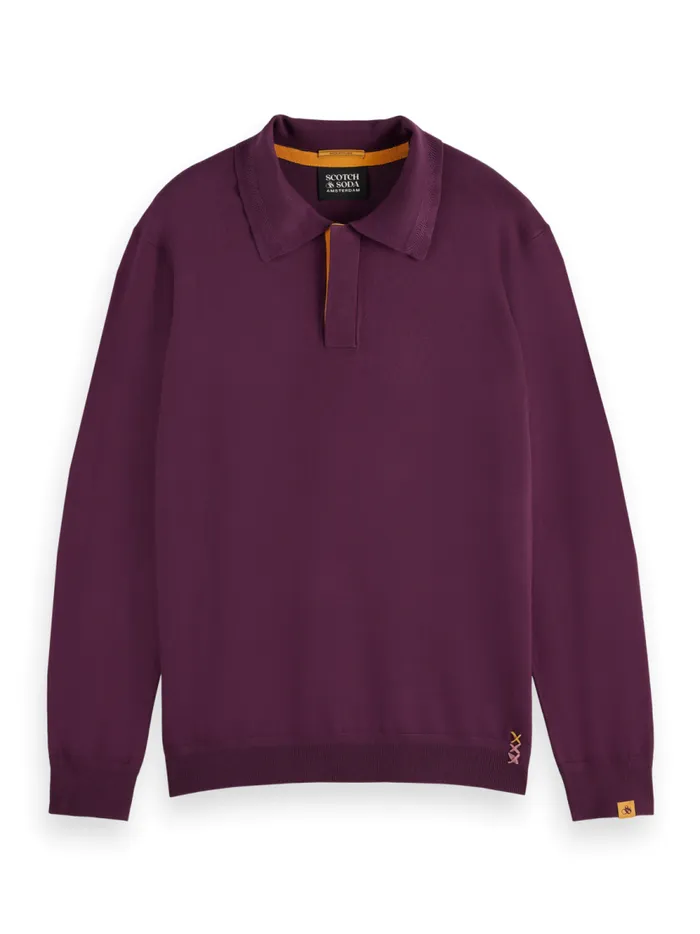 Men KNITTED POLO LONG SLEEVE Night Scotch and Soda TShirts and Polo Shirts