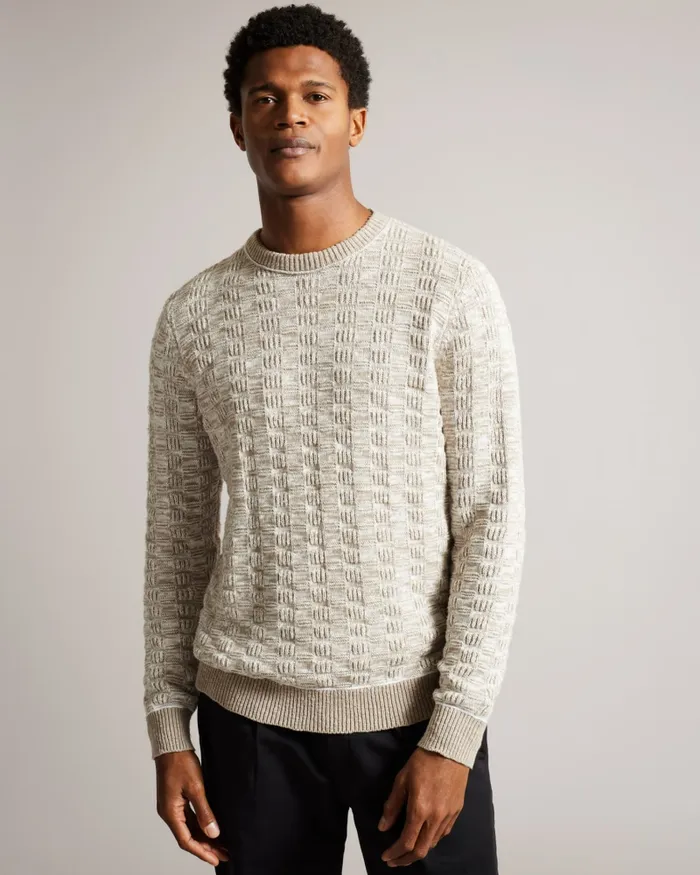 Men KRISKRO 8211 Long Sleeve Textured Jumper White Ted Baker Jumpers and Knitwear Men KRISKRO 8211 Long Sleeve Textured Jumper White Ted Baker Jumpers and Knitwear