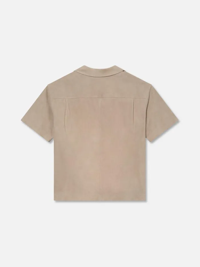 Men Leather and Suede FRAME Short Sleeve Suede Shirt 8212 Smoke Grey Men Leather and Suede FRAME Short Sleeve Suede Shirt 8212 Smoke Grey