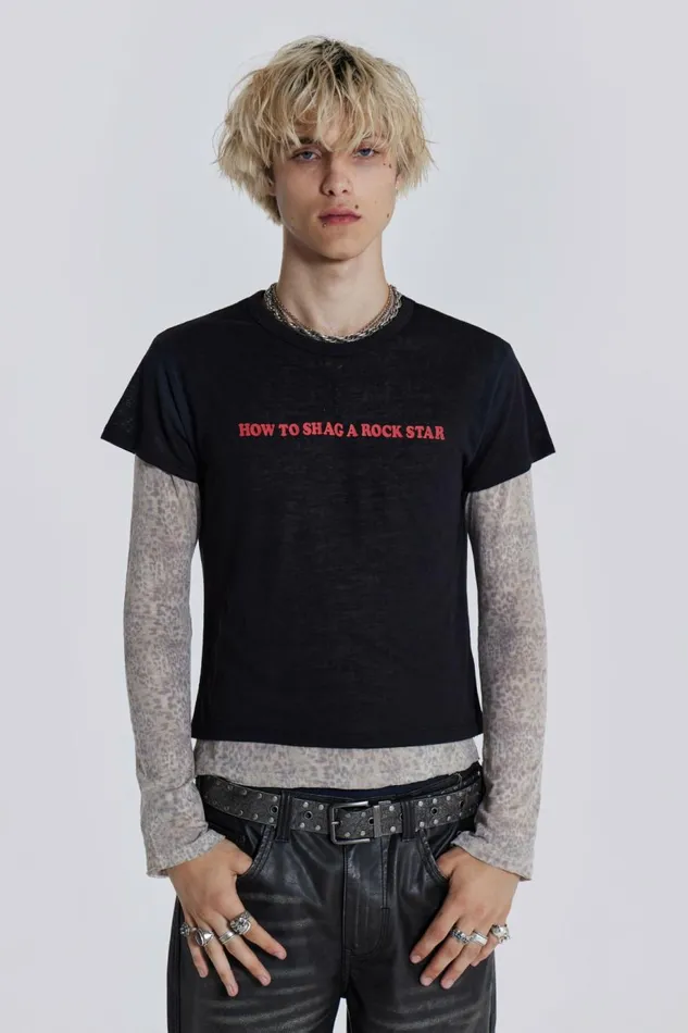 Men Leopard Mist Long Sleeve Brown Jaded London TShirts