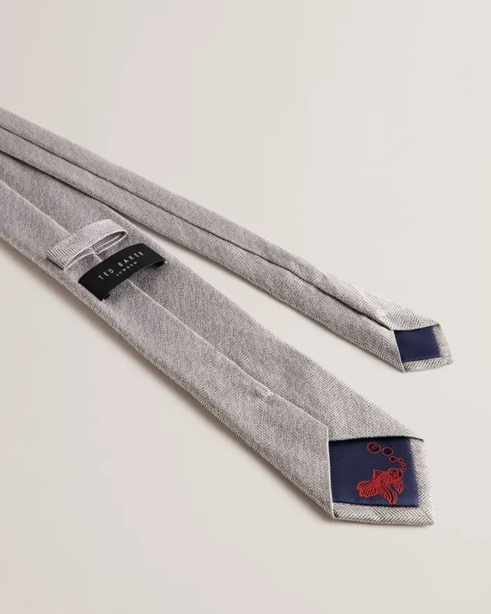 Men LEYTONE 8211 Herringbone Silk Tie Silver Ted Baker Ties and Bowties