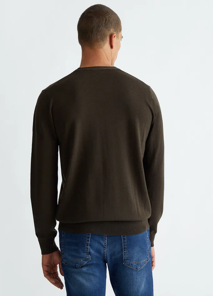 Men Liujo Knitwear 100 Wool Jumper Chocolate