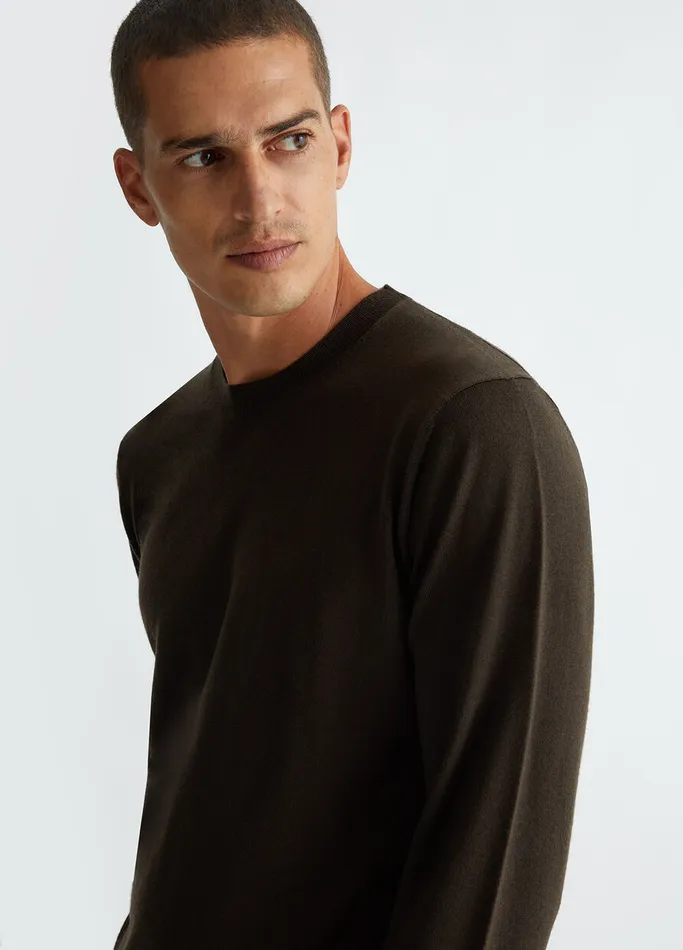 Men Liujo Knitwear 100 Wool Jumper Chocolate
