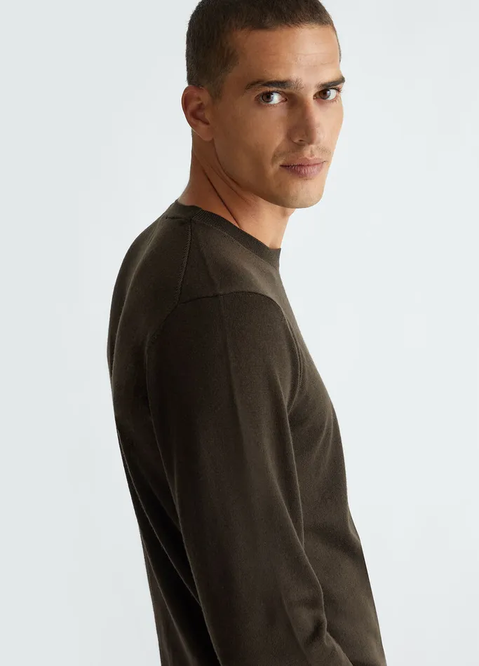 Men Liujo Knitwear 100 Wool Jumper Chocolate