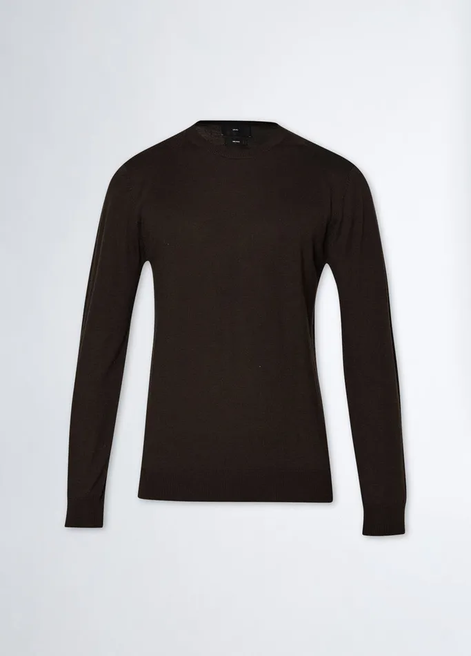 Men Liujo Knitwear 100 Wool Jumper Chocolate