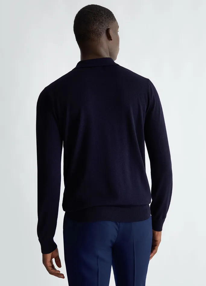 Men Liujo Knitwear Blue Wool Grandad Sweater
