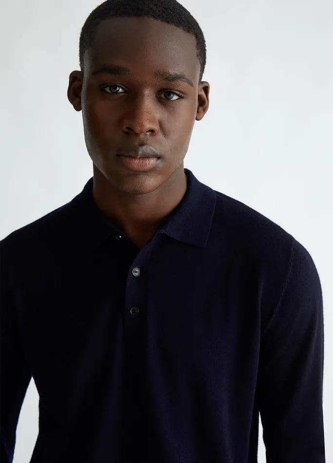 Men Liujo Knitwear Blue Wool Grandad Sweater