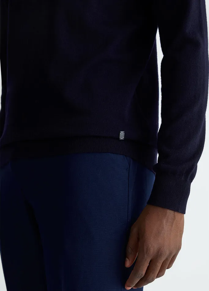 Men Liujo Knitwear Blue Wool Grandad Sweater