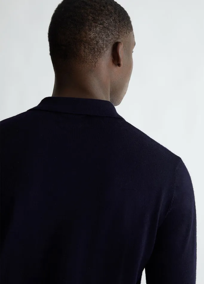 Men Liujo Knitwear Blue Wool Grandad Sweater