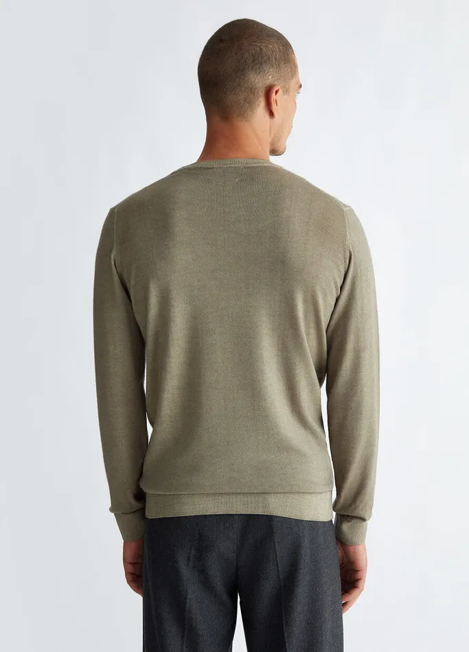 Men Liujo Knitwear LightColoured Merino Wool Sweater Stone