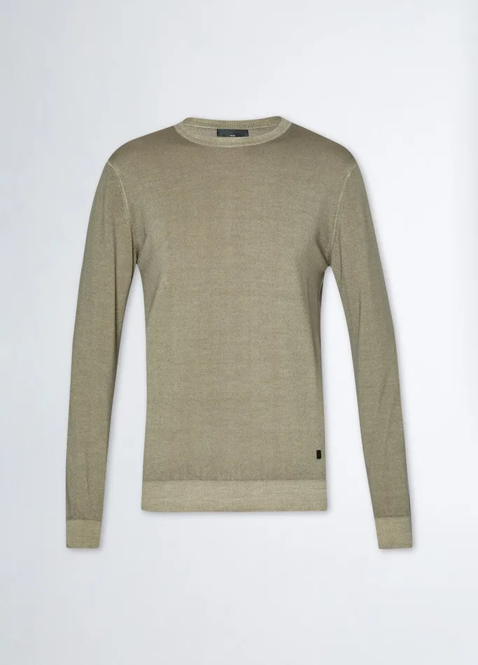 Men Liujo Knitwear LightColoured Merino Wool Sweater Stone