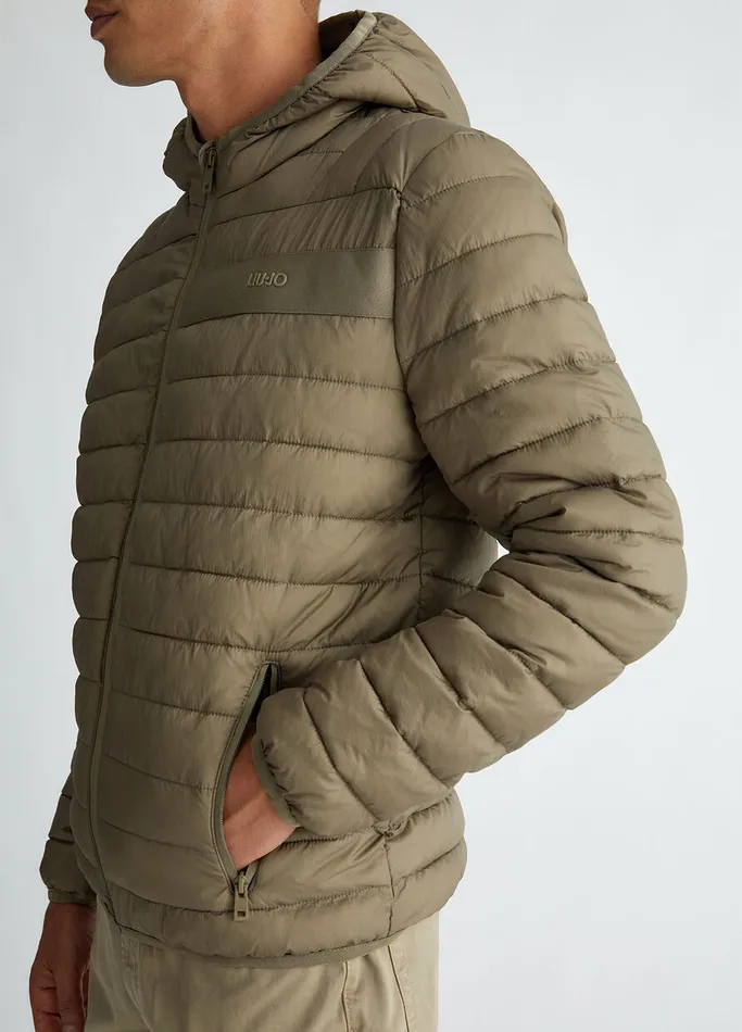Men Liujo Outerwear Padded Hooded Jacket Stone Grey