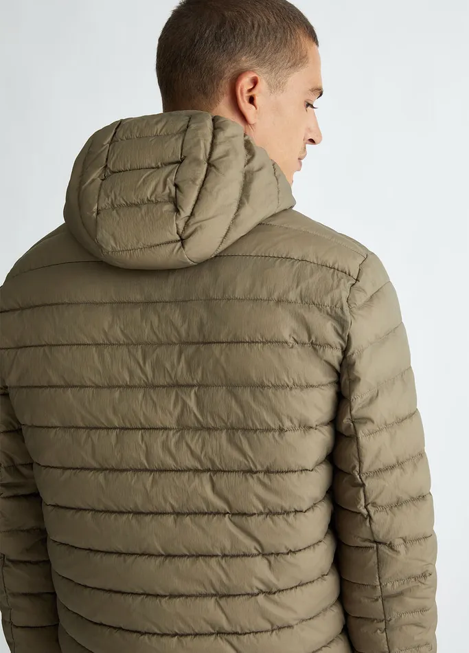 Men Liujo Outerwear Padded Hooded Jacket Stone Grey
