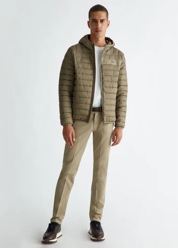 Men Liujo Outerwear Padded Hooded Jacket Stone Grey