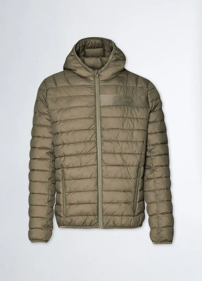 Men Liujo Outerwear Padded Hooded Jacket Stone Grey
