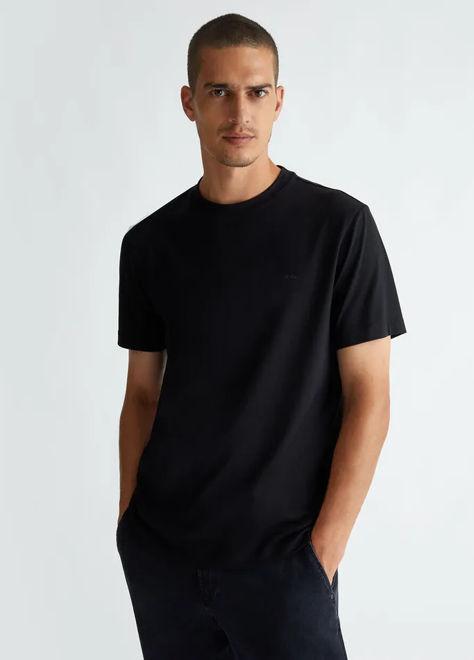Men Liujo Polo Shirts and TShirts Black Cotton TShirt