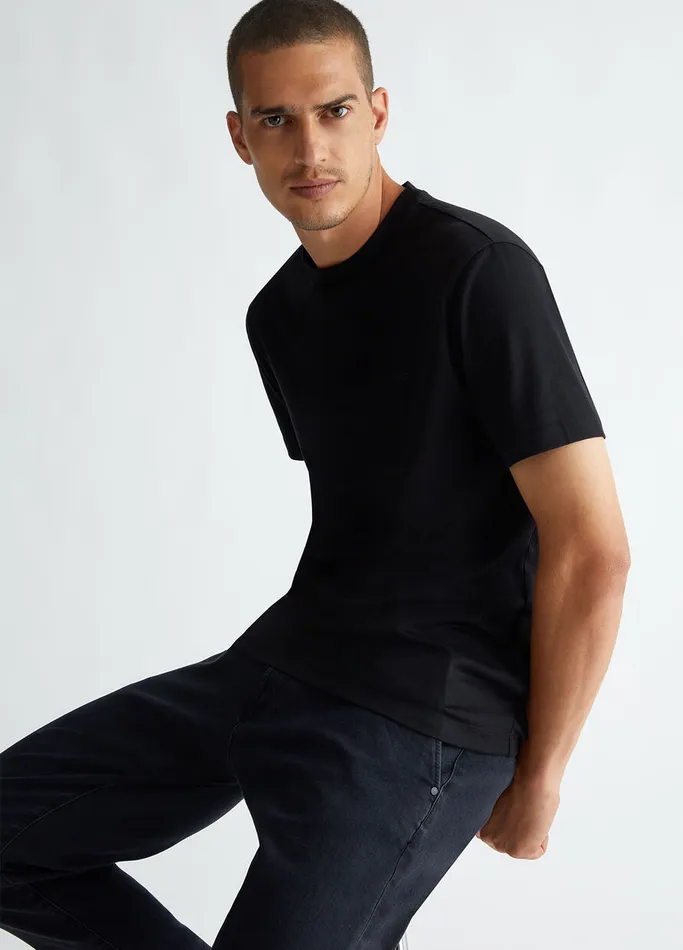 Men Liujo Polo Shirts and TShirts Black Cotton TShirt