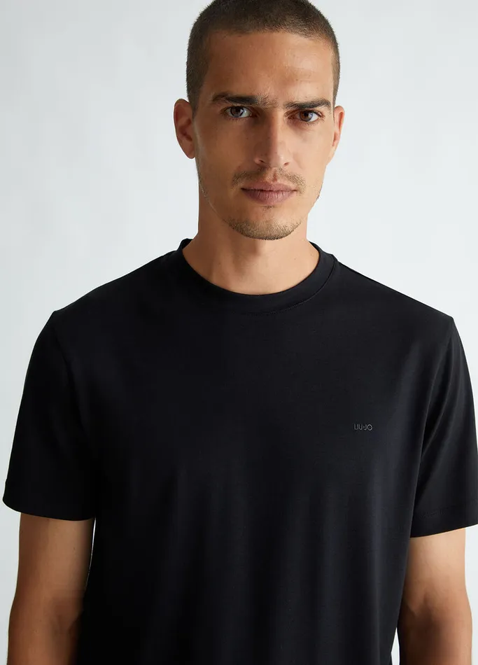 Men Liujo Polo Shirts and TShirts Black Cotton TShirt