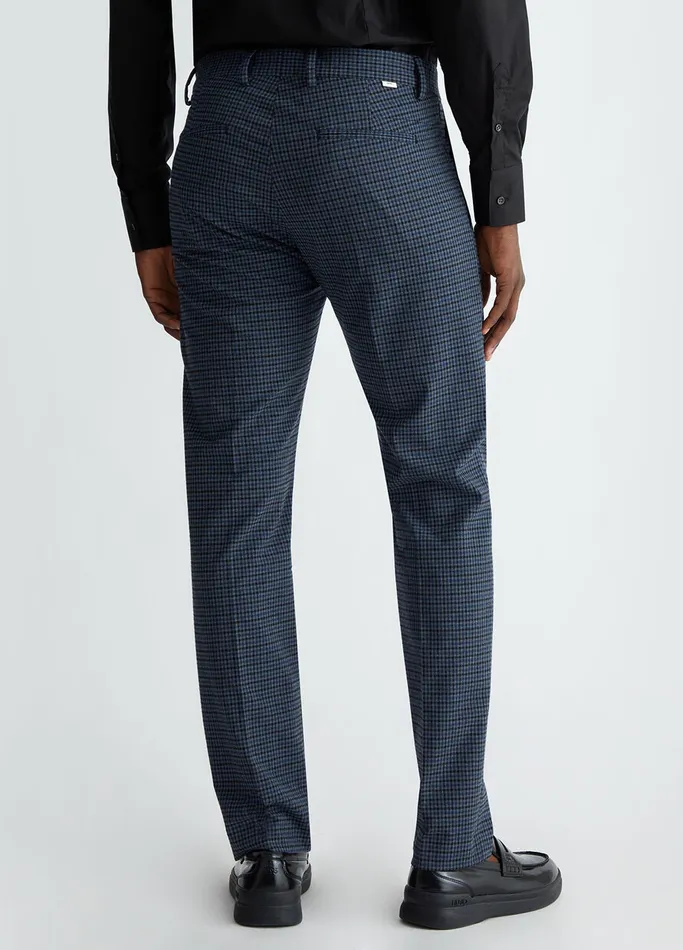 Men Liujo Trousers Jacquard Chinos Vintage Indigo Check