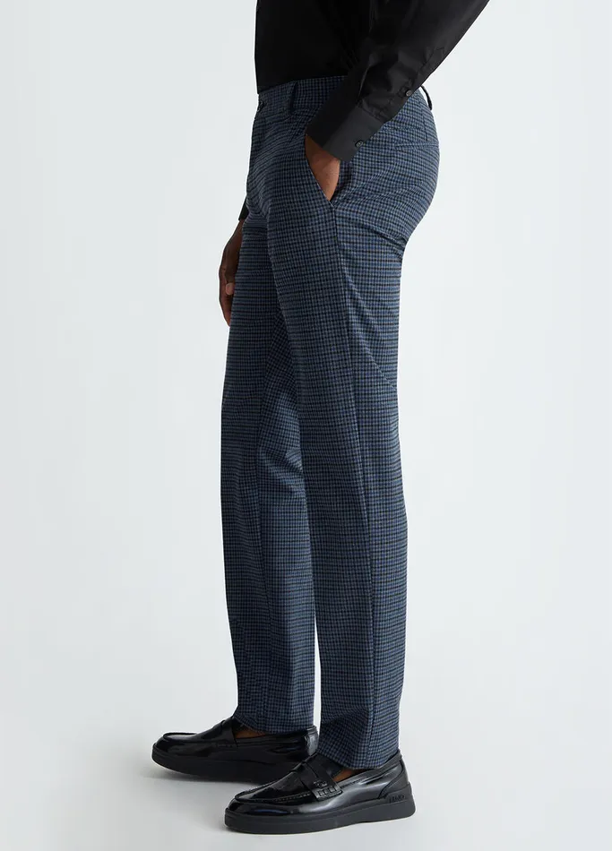 Men Liujo Trousers Jacquard Chinos Vintage Indigo Check