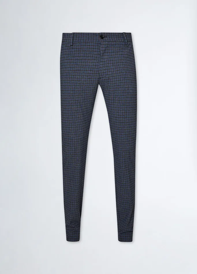 Men Liujo Trousers Jacquard Chinos Vintage Indigo Check