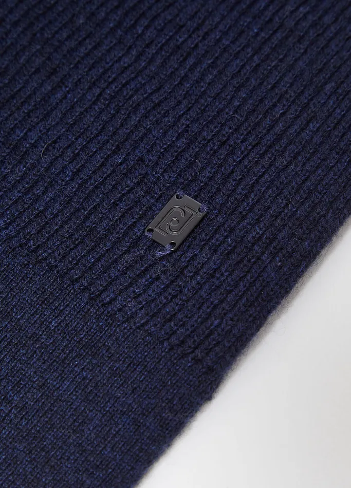 Men Liujo Wool Scarf Dark Blue