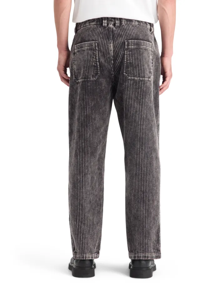 Men LOOSE TAPERED PLEATED WASHED CORDUROY CHINO Black Scotch and Soda Pants