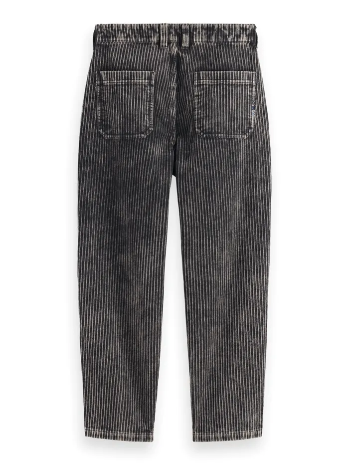 Men LOOSE TAPERED PLEATED WASHED CORDUROY CHINO Black Scotch and Soda Pants