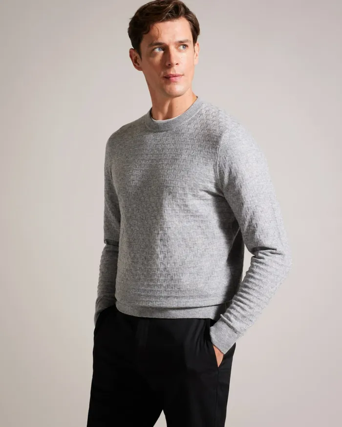 Men LOUNG 8211 Long Sleeve T Knit Jumper Greymarl Ted Baker Jumpers and Knitwear Men LOUNG 8211 Long Sleeve T Knit Jumper Greymarl Ted Baker Jumpers and Knitwear