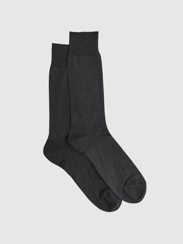 Men Mari Mercerised Cotton Blend Socks Mid Grey Reiss Socks and Underwear
