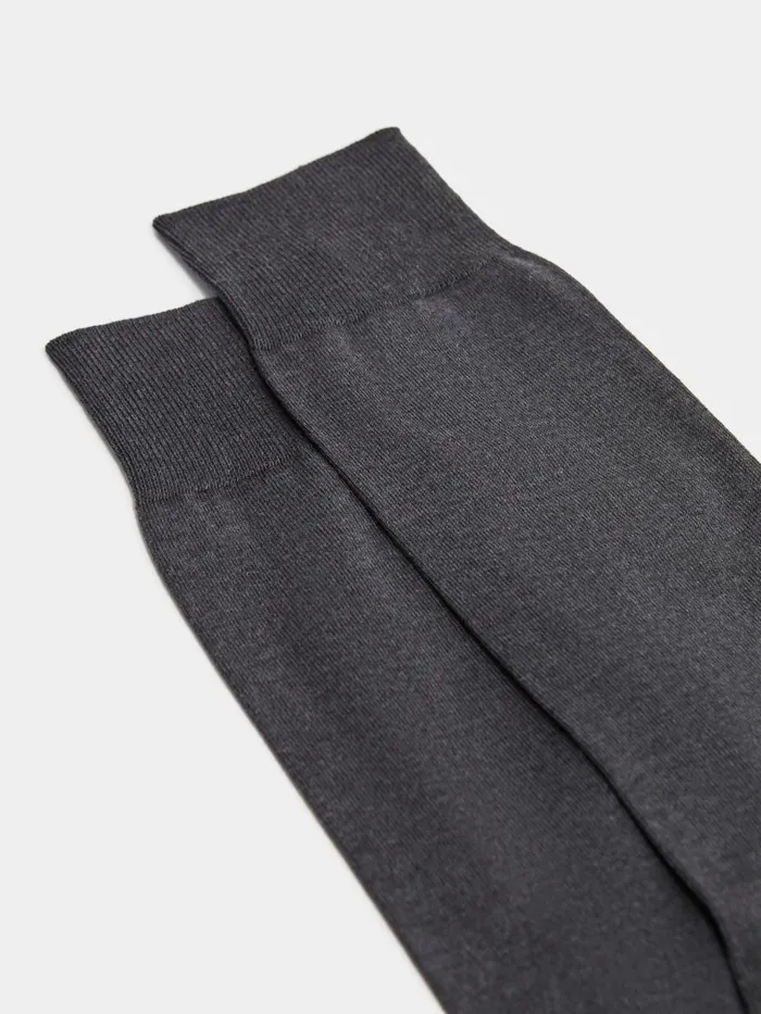 Men Mari Mercerised Cotton Blend Socks Mid Grey Reiss Socks and Underwear