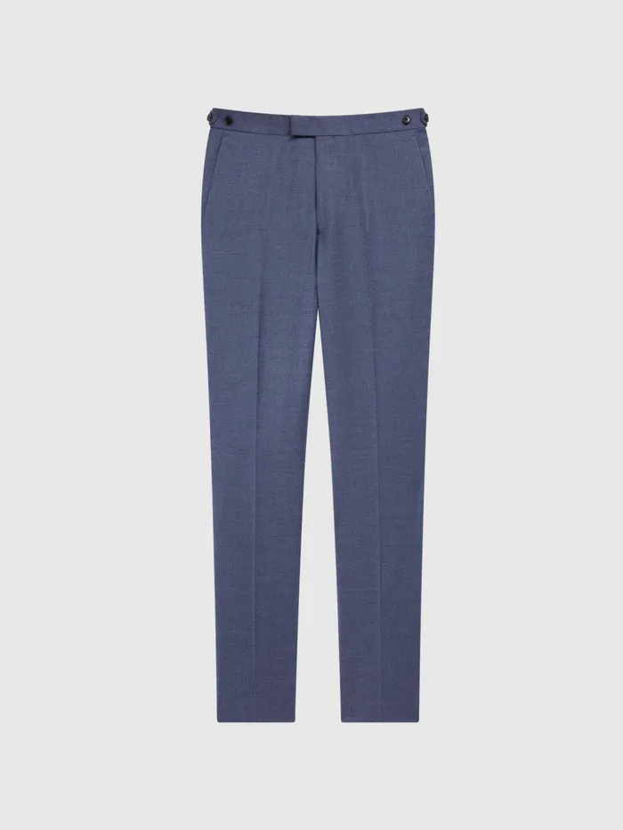 Men Marquee Slim Fit Wool Blend Mixer Trousers Airforce Blue Reiss Suits and Tailoring