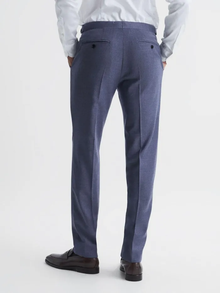 Men Marquee Slim Fit Wool Blend Mixer Trousers Airforce Blue Reiss Suits and Tailoring