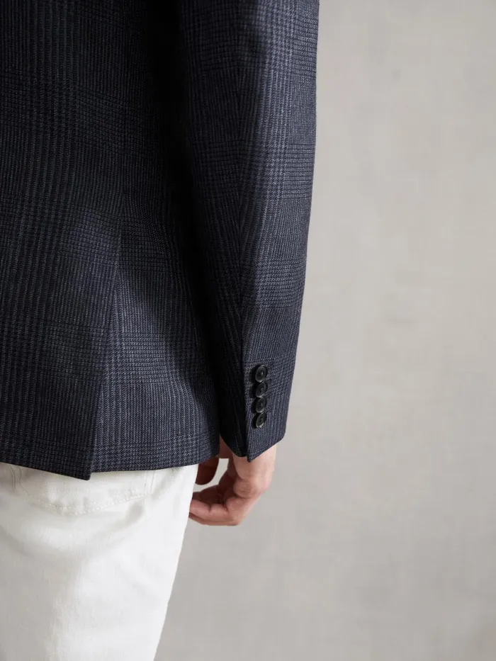 Men Matinee Single Breasted Prince Of Wales Check Blazer Grey Reiss Suits and Tailoring