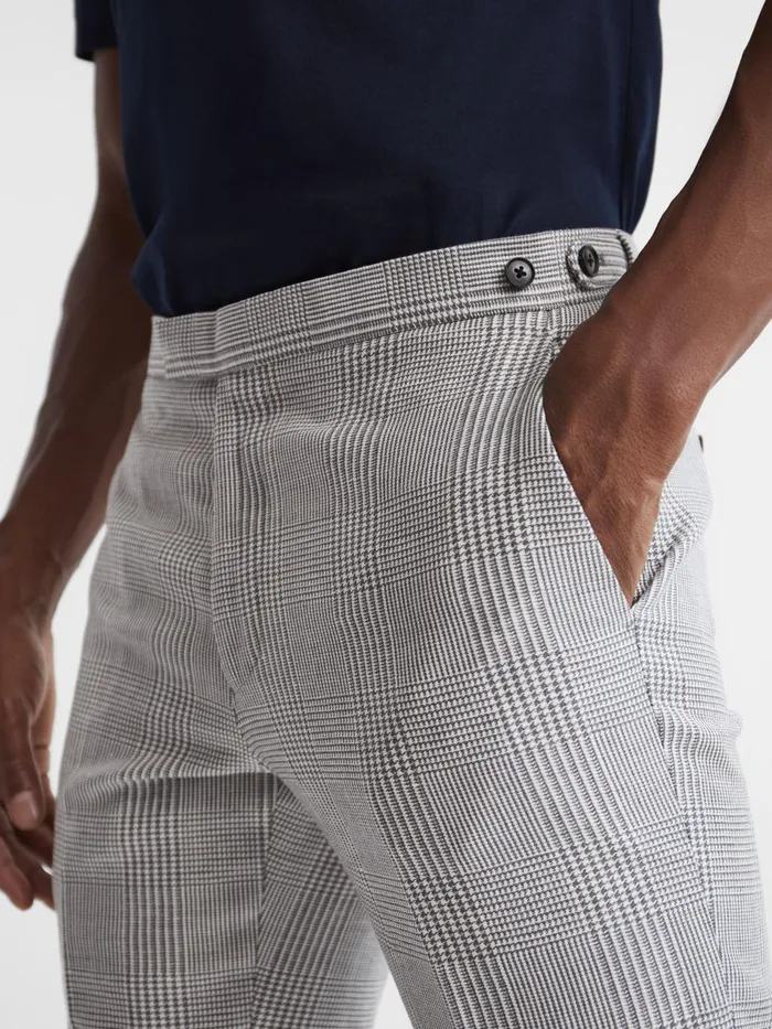 Men Matinee Wool Linen Blend Slim Fit Trousers Grey Reiss Trousers
