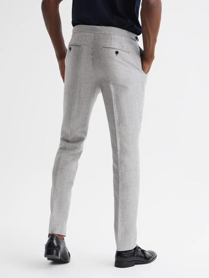 Men Matinee Wool Linen Blend Slim Fit Trousers Grey Reiss Trousers