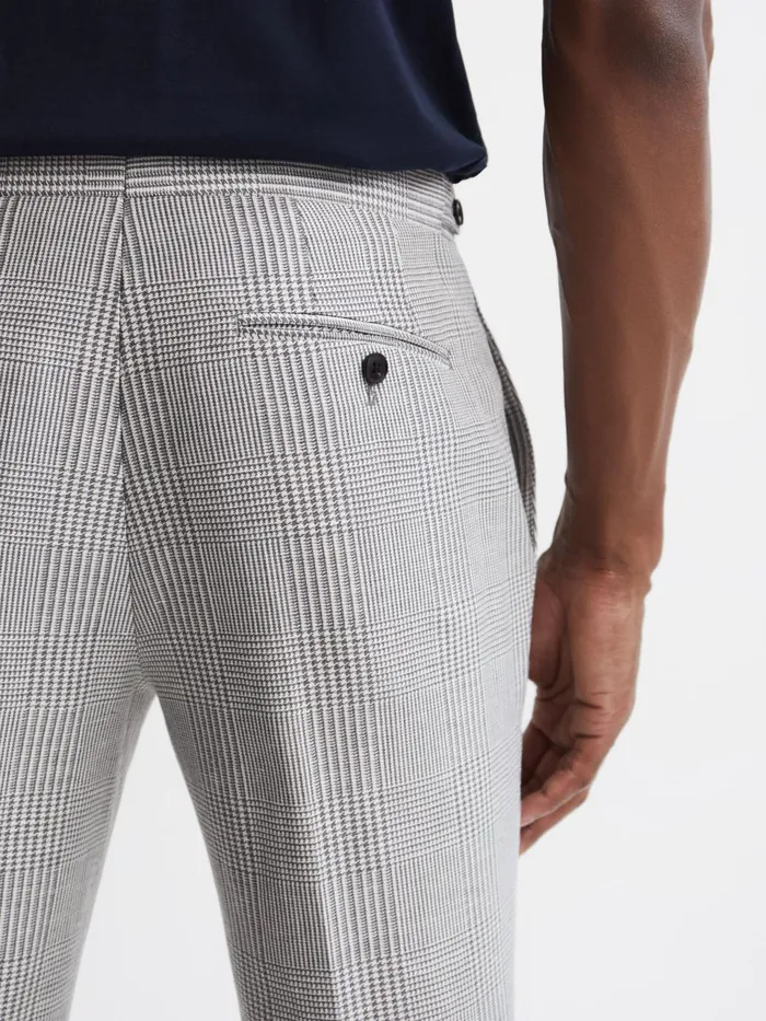 Men Matinee Wool Linen Blend Slim Fit Trousers Grey Reiss Trousers