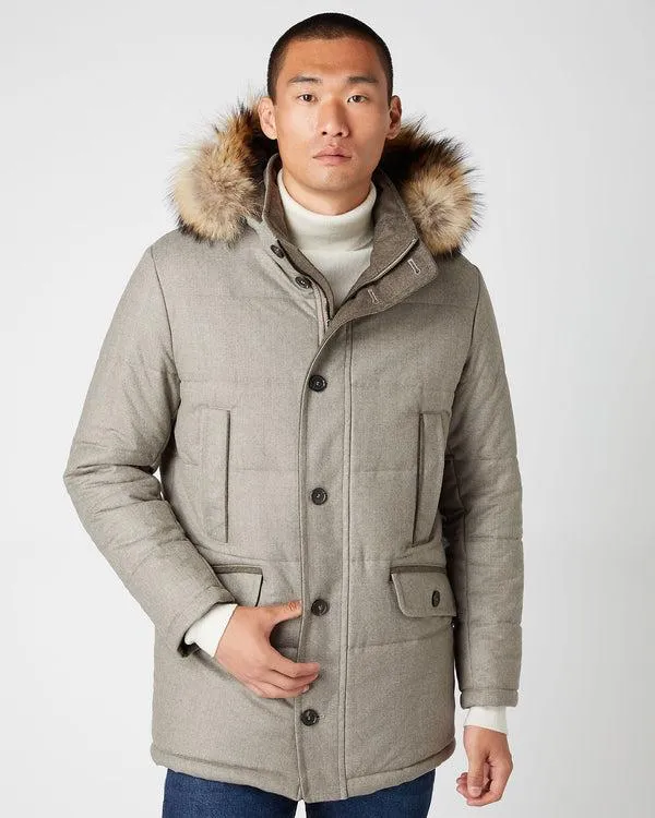 Men Men039s Fur Trim Woven CoatIn Mid Grey Mid Grey NPeal Coats and Jackets